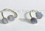 NGR1089 8*10mm faceted flat droplet blue lace agate rings wholesale