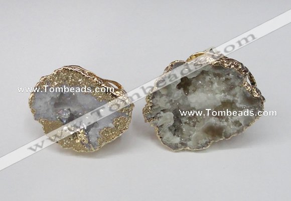 NGR126 30*40mm - 35*45mm freeform plated druzy quartz rings