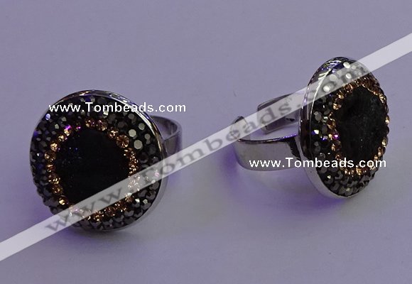 NGR2139 20mm - 22mm coin plated druzy agate gemstone rings
