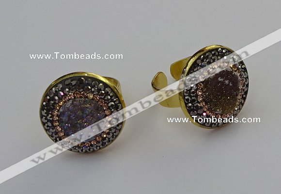 NGR2144 20mm - 22mm coin plated druzy agate rings wholesale