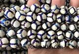 CAA6202 10mm faceted round AB-Color electroplated Tibetan Agate beads