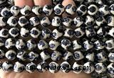 CAA6211 15 inches 8mm faceted round electroplated Tibetan Agate beads