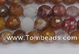 CAG9911 15.5 inches 6mm faceted round red moss agate beads