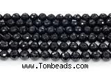 CON125 15.5 inches 8mm faceted round black onyx gemstone beads