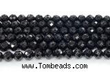 CON132 15.5 inches 8mm faceted round black onyx gemstone beads