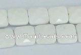 CAA04 15.5 inches 10*10mm faceted square white agate gemstone beads