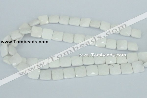 CAA04 15.5 inches 10*10mm faceted square white agate gemstone beads