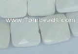 CAA06 15.5 inches 18*18mm faceted square white agate gemstone beads