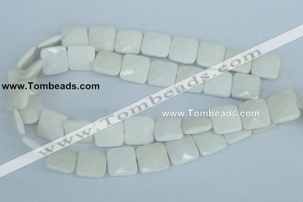 CAA06 15.5 inches 18*18mm faceted square white agate gemstone beads