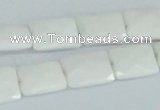 CAA07 15.5 inches 10*14mm faceted rectangle white agate gemstone beads