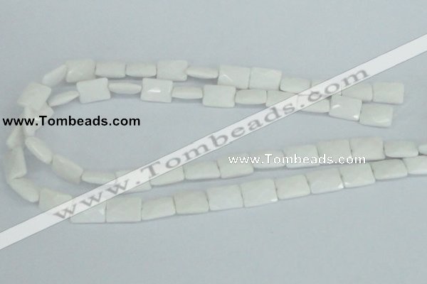 CAA07 15.5 inches 10*14mm faceted rectangle white agate gemstone beads