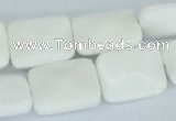 CAA08 15.5 inches 15*20mm faceted rectangle white agate gemstone beads