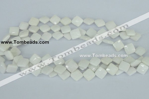 CAA09 15.5 inches 12*12mm faceted diamond white agate gemstone beads