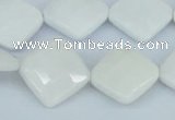 CAA10 15.5 inches 18*18mm faceted diamond white agate gemstone beads