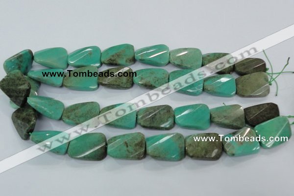 CAA100 15.5 inches 15*20mm faceted & twisted rectangle grass agate beads