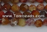 CAA1000 15.5 inches 6mm faceted nuggets red moss agate beads