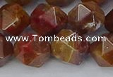 CAA1003 15.5 inches 12mm faceted nuggets red moss agate beads