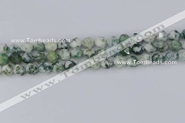 CAA1022 15.5 inches 10mm faceted nuggets tree agate beads