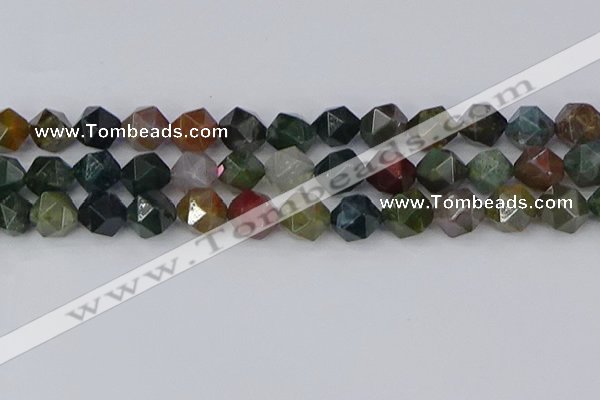 CAA1029 15.5 inches 12mm faceted nuggets Indian agate beads