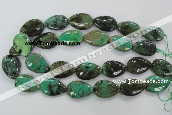 CAA104 15.5 inches 20*30mm flat teardrop grass agate gemstone beads