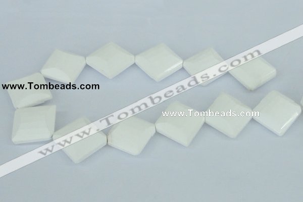 CAA11 15.5 inches 25*25mm faceted diamond white agate gemstone beads