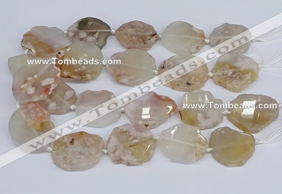 CAA1127 15.5 inches 25*35mm - 35*45mm freeform sakura agate beads