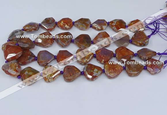 CAA1135 18*20mm - 25*35mm faceted freeform dragon veins agate beads