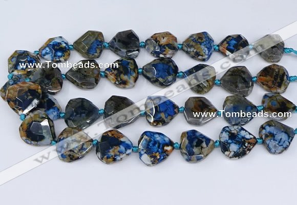 CAA1136 18*20mm - 25*35mm faceted freeform dragon veins agate beads