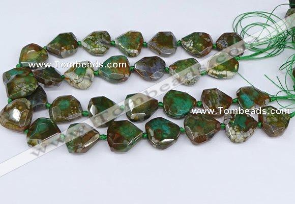 CAA1139 18*20mm - 25*35mm faceted freeform dragon veins agate beads