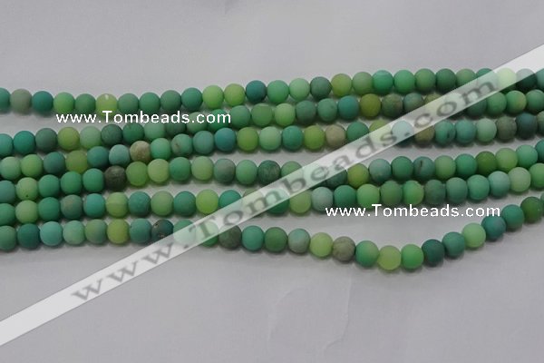 CAA1150 15.5 inches 4mm round matte grass agate beads wholesale