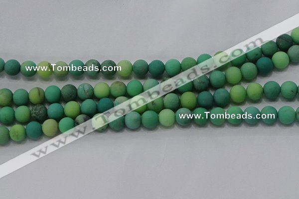 CAA1151 15.5 inches 6mm round matte grass agate beads wholesale