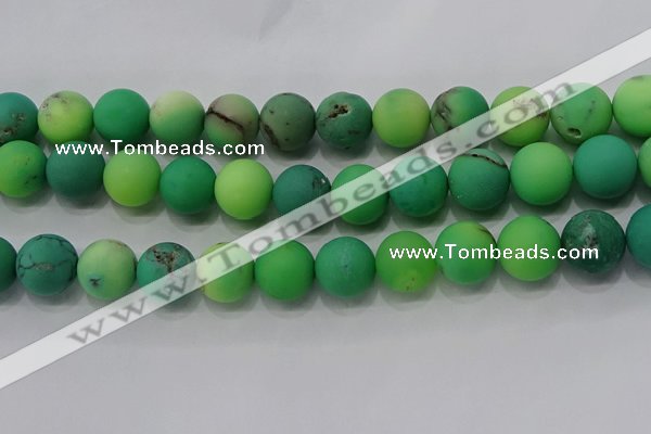 CAA1154 15.5 inches 12mm round matte grass agate beads wholesale