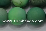 CAA1155 15.5 inches 14mm round matte grass agate beads wholesale