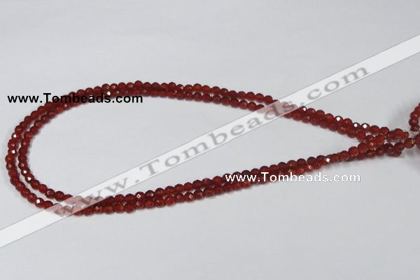 CAA117 15.5 inches 4mm faceted round red agate gemstone beads