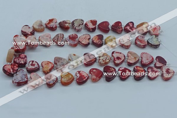 CAA1188 15.5 inches 16mm - 18mm heart dragon veins agate beads