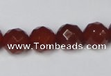 CAA119 15.5 inches 12mm faceted round red agate gemstone beads