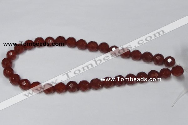 CAA119 15.5 inches 12mm faceted round red agate gemstone beads