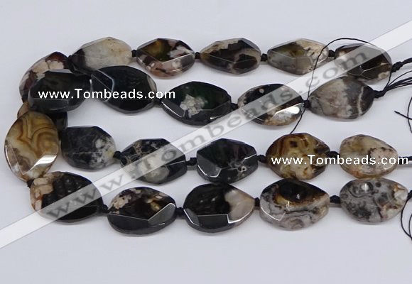CAA1199 15.5 inches 20*25mm - 25*35mm faceted freeform sakura agate beads
