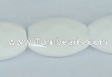 CAA12 15.5 inches 20*30mm faceted oval white agate gemstone beads