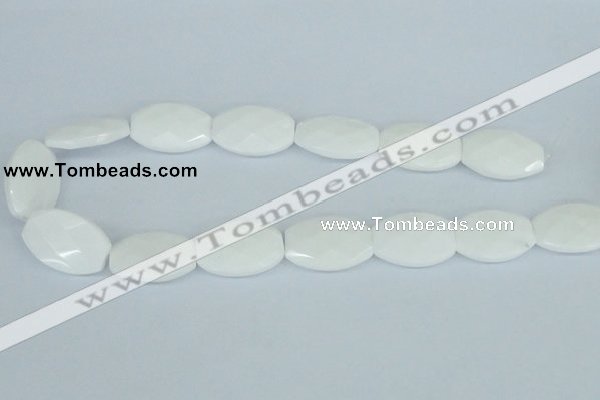 CAA12 15.5 inches 20*30mm faceted oval white agate gemstone beads