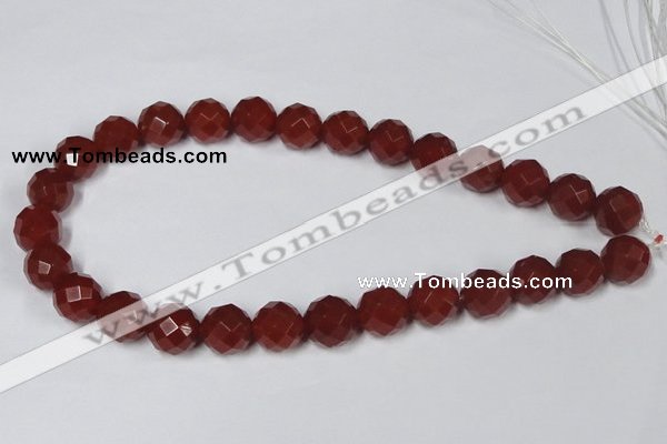 CAA120 15.5 inches 14mm faceted round red agate gemstone beads