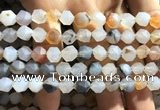 CAA1231 15.5 inches 8mm faceted nuggets matte dendritic agate beads