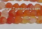 CAA1236 15.5 inches 6mm faceted nuggets matte red agate beads