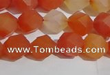 CAA1237 15.5 inches 8mm faceted nuggets matte red agate beads