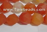 CAA1238 15.5 inches 10mm faceted nuggets matte red agate beads