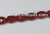 CAA125 15.5 inches 8*10mm faceted rice red agate gemstone beads