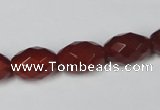 CAA126 15.5 inches 10*14mm faceted rice red agate gemstone beads