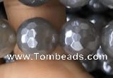 CAA1262 15.5 inches 10mm faceted round AB-color grey agate beads