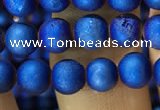 CAA1279 15.5 inches 6mm round matte plated druzy agate beads