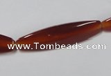 CAA128 15.5 inches 10*40mm rice red agate gemstone beads